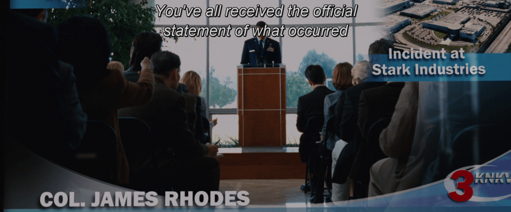 Col. Rhodes at a press conference, 