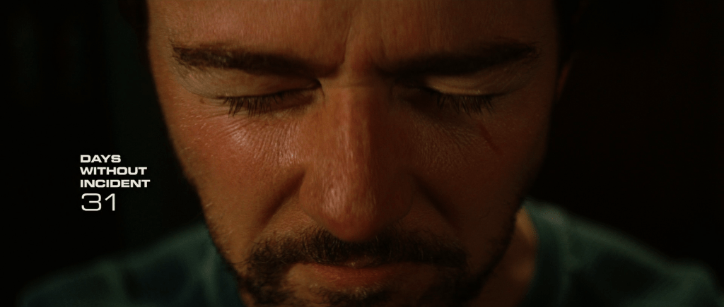 Title card reading, "Days without incident: 31."