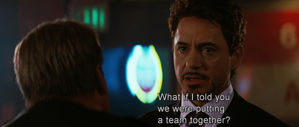 Tony Stark tells General Ross about the Avengers initiative.
