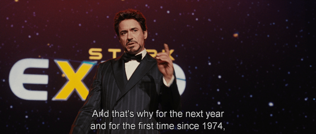 Tony officially launching the year-long Stark Expo; the first one since 1974.