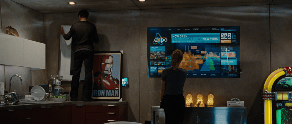 TV display showing that there are 362 days left in the Stark Expo.