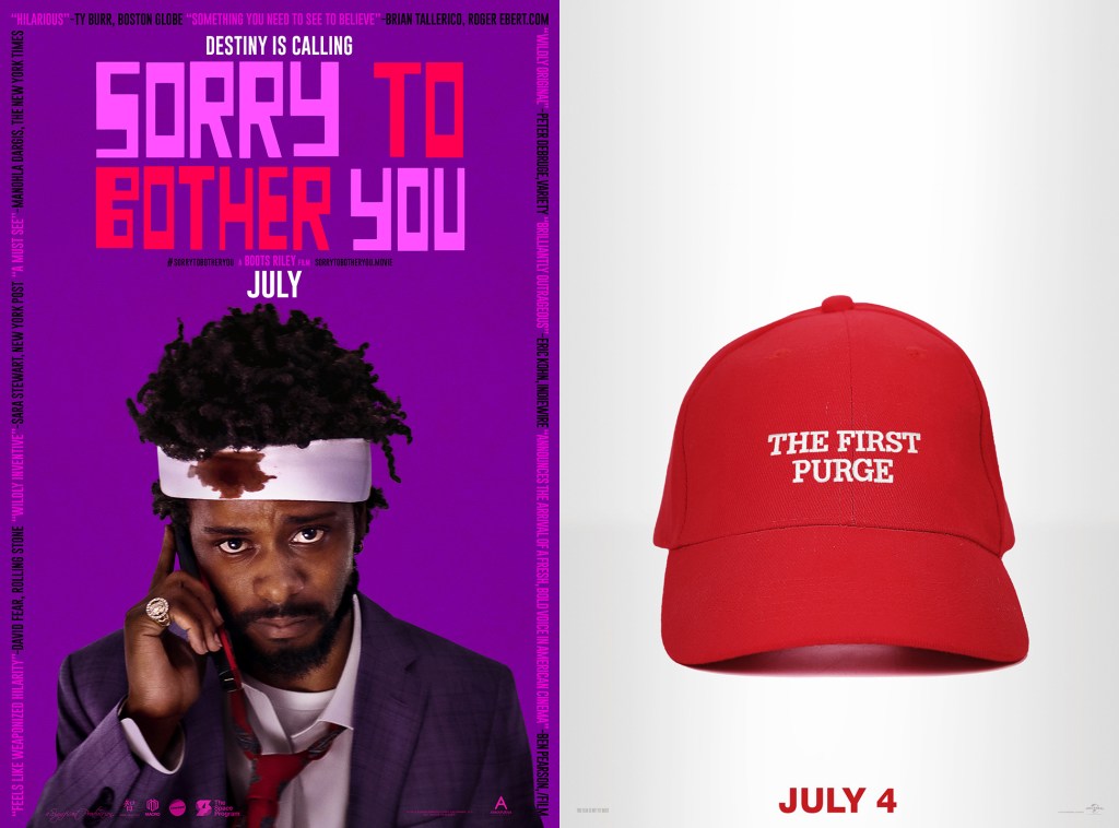 Posters for "Sorry to Bother You" and "The First Purge."