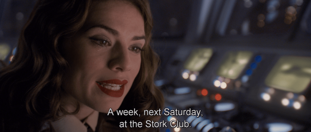 Peggy making a date with Steve over the radio, 