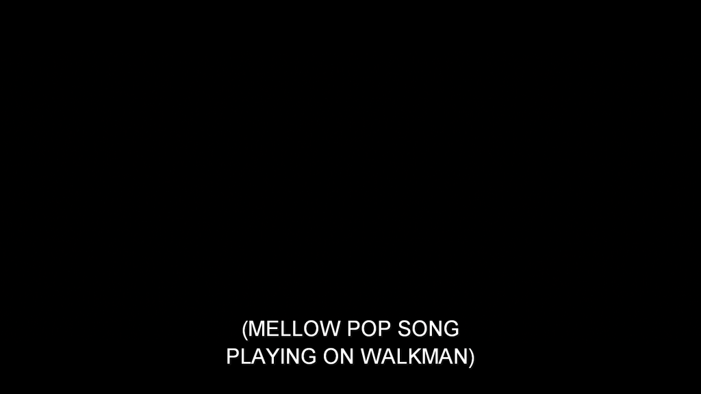 Black background. Subtitles read,