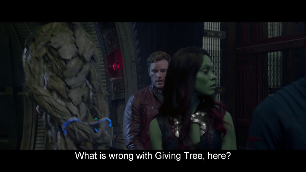 Peter Quill asks about Groot,