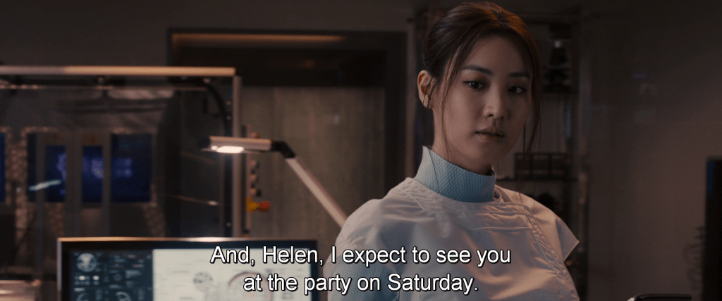 Tony, from offscreen, says to Helen Cho, 