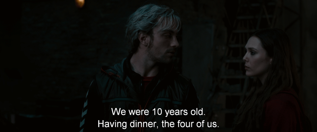 Pietro stands next to Wanda and tells Ultron, 