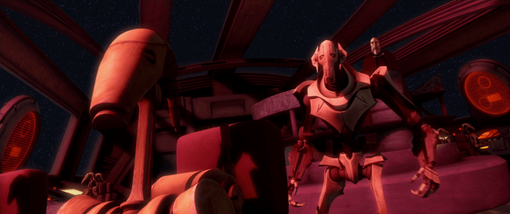 Count Dooku and General Grievous on the bridge of the Malevolence in 
