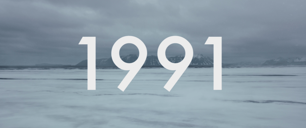 Siberian landscape superimposed with title card reading,