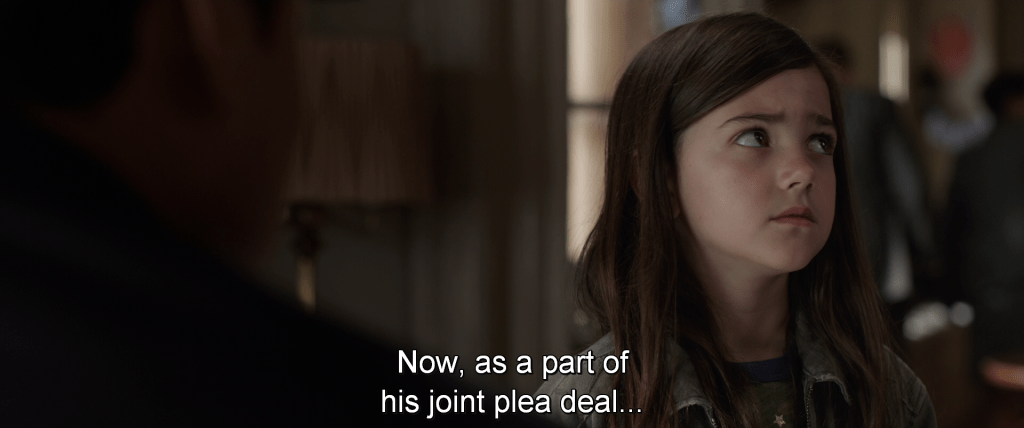 Cassie Lang looks confused at Agent Woo explains her father's sentence.